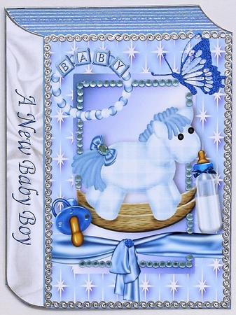 A New Baby Boy Cute Rocking Horse with Bow Folded Book by Selina Dittmann