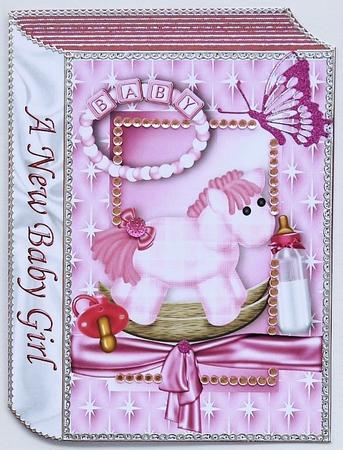 A New Baby Girl with Rocking Horse and Big Bow Folded Book by Selina Dittmann