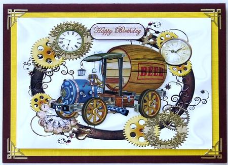 Vintage Beer Barrel in Steampunk Clock Frame A4 by Selina Dittmann