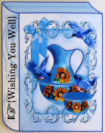 Blue Birds with Floral Pitcher and Basin Folded Book by Selina Dittmann