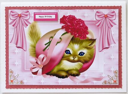 Kittie in Pink Bonnet with Bows A4 by Selina Dittmann