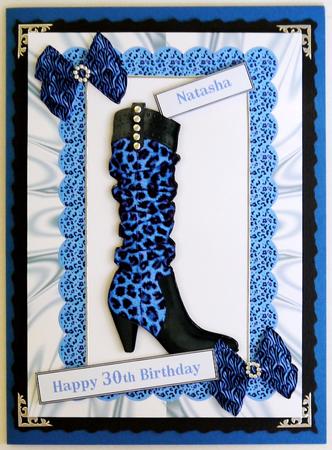 Ladies Leopard Print Boot with Blue Bows A4 by Selina Dittmann