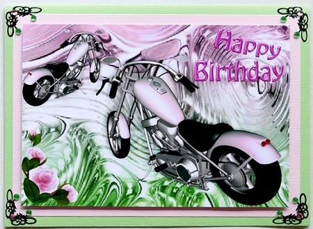 Pink Motorbike on Mettalic Pink Swirls A4 by Selina Dittmann