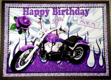 Purple Motorbike, with Purple Rose on Silver Effect A4 by Selina Dittmann
