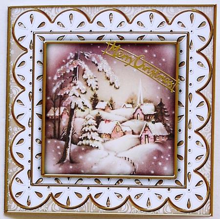 Snowy Village Anglaise 5in Picture Cut and Fold Card by Selina Dittmann