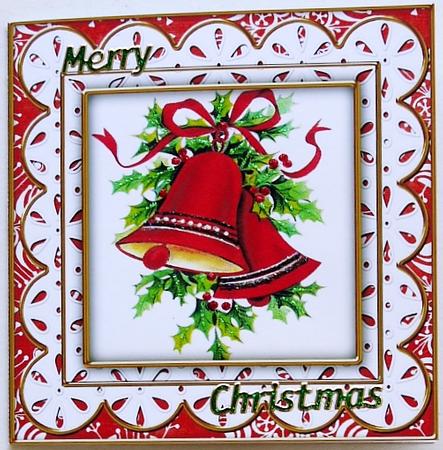 Christmas Bells Anglaise 5in Picture Cut and Fold Card by Selina Dittmann
