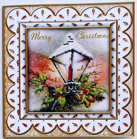 Christmas Lantern Anglaise 5in Picture Cut and Fold Card by Selina Dittmann