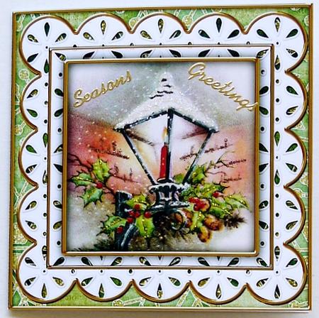 Christmas Lantern Gr Anglaise 5in Picture Cut and Fold Card by Selina Dittmann