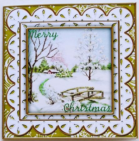 Pretty Snowscene Anglaise 5in Picture Cut and Fold Card by Selina Dittmann
