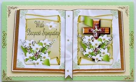With Sympathy Pretty Lillies and Cross Open Book A4 by Selina Dittmann