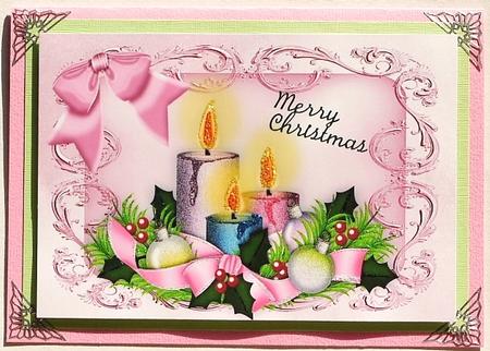 Christmas Candle with Bow in Ornate Frame A4 by Selina Dittmann