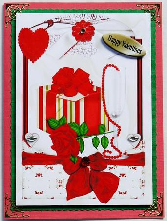 Hearts and Roses with Champers in Bow Frame A4 by Selina Dittmann