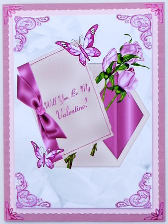 Will You Be My Valentine with Roses and Butterflies A4 by Selina Dittmann