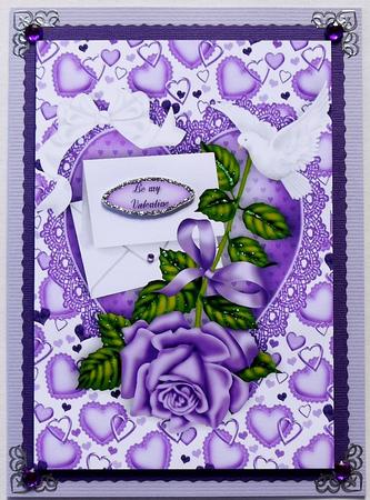 Purple Rose with Love Letter and Dove A4 by Selina Dittmann