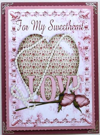 For My Sweetheart Vintage Heart with Rose and Pearls A4 by Selina Dittmann