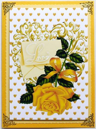 Gold Rose with Letter on Ornate Heart A4 by Selina Dittmann