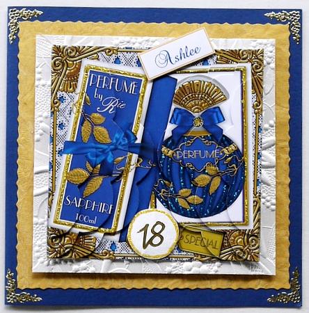Blue Sapphire Boxed Perfume 5in Scalloped Stacker by Selina Dittmann