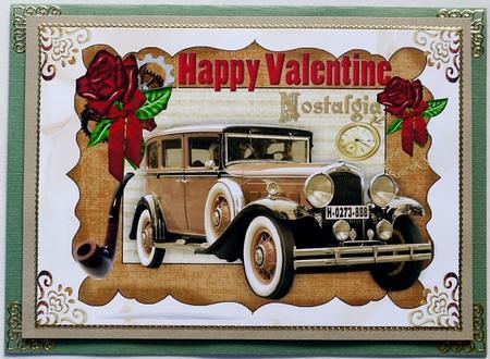 Vintage Car in Steampunk Frame with Rose for Valentines A4 by Selina Dittmann