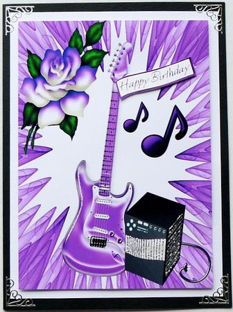 Purple Guitar with Amplifier and Purple Rose A4 by Selina Dittmann