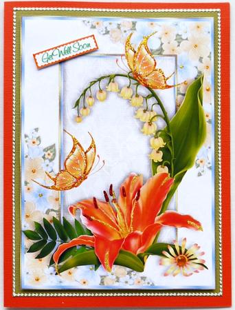Pretty Peach Lilies in Floral Frame A4 A4 by Selina Dittmann