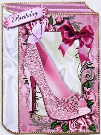 Pink Sparkle Shoe in Rose Frame with Butterflies Folded Book by Selina Dittmann