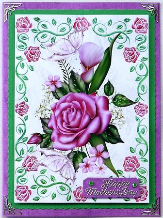 Beautiful Pink Roses in Rose Pink Frame A4 by Selina Dittmann