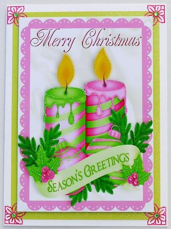 Pink/green Christmas Candles A4 by Selina Dittmann