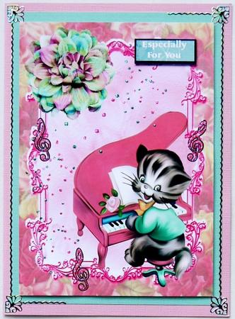Cute Cat Playing the Piano A4 by Selina Dittmann