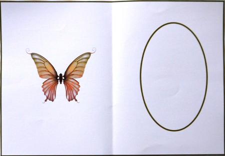 White with Orange Butterfly Insert Oval Plain by Selina Dittmann