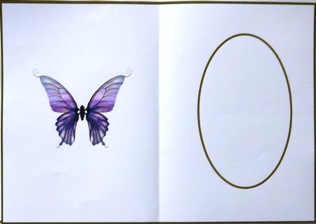 White with Purple Butterfly Insert Oval Plain by Selina Dittmann