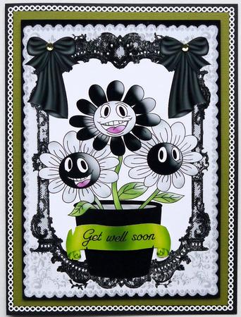 Funny Face Flowers and Bows in Lace Frame A4 by Selina Dittmann
