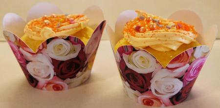 Multi Coloured Roses Cupcake Wrappers by Selina Dittmann
