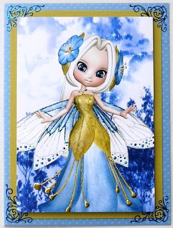 Blossom Fairy in Blue A4 Card Front by Selina Dittmann