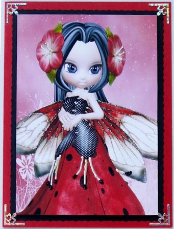 Blossom Fairy in Red A4 Card Front #2 by Selina Dittmann