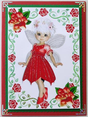 Pretty Faerie in Red Rose Frame A4 by Selina Dittmann