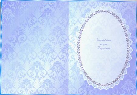 Ice Blue Damask, White Lace, Pearl Insert by Selina Dittmann