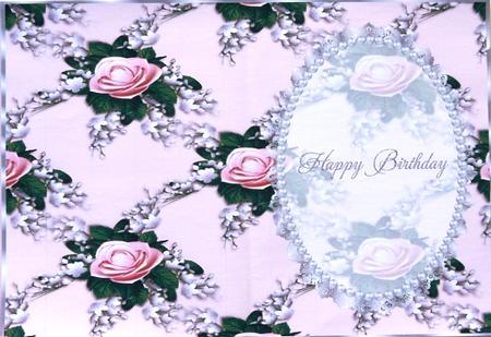 Pretty Pink Rose Spray, Lace and Pearl Insert 2 by Selina Dittmann