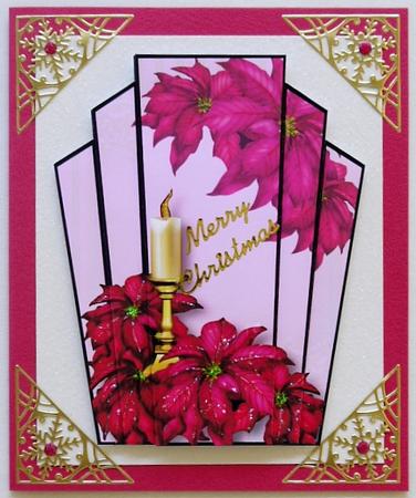 Art Deco Christmas Stacker Topper - Pink Poinsettias by Selina Dittmann