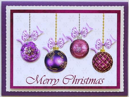 Purple Christmas Bauble Pyramid Card by Selina Dittmann