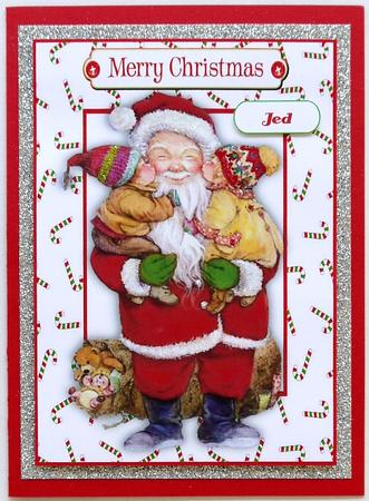 Jolly Vintage Santa & Children in Candycane A4 by Selina Dittmann
