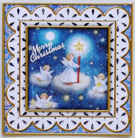 Angels in Sky Anglaise 5in Picture Cut and Fold Card by Selina Dittmann