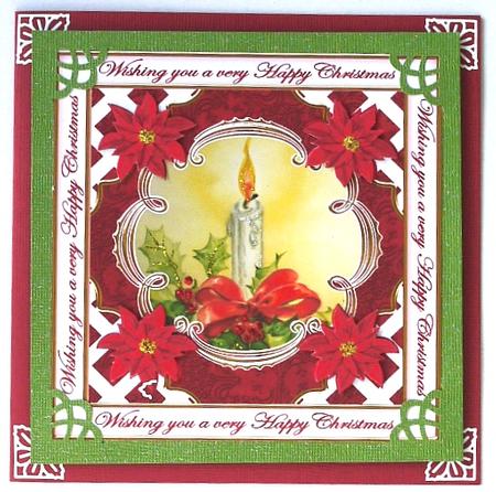 Single Candle Happy Christmas Lattice Corner 8in Topper by Selina Dittmann