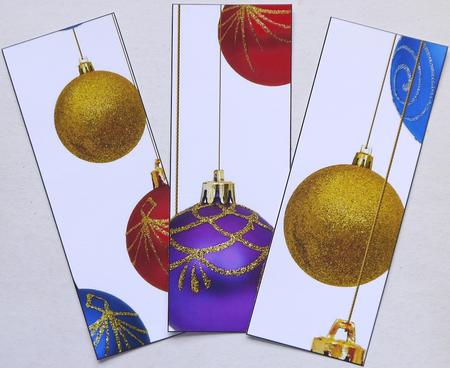 Bright Christmas Baubles Set of Three Bookmarks / Toppers by Selina Dittmann