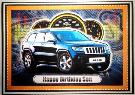 Happy Birthday Son 4x4 Black Jeep Car by Selina Dittmann