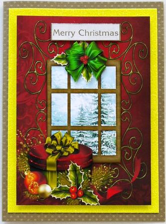 Fancy Christmas Window, Gift Box & Holly by Selina Dittmann