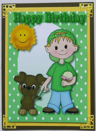Little Boy with Icecream, & His Puppy A4 by Selina Dittmann