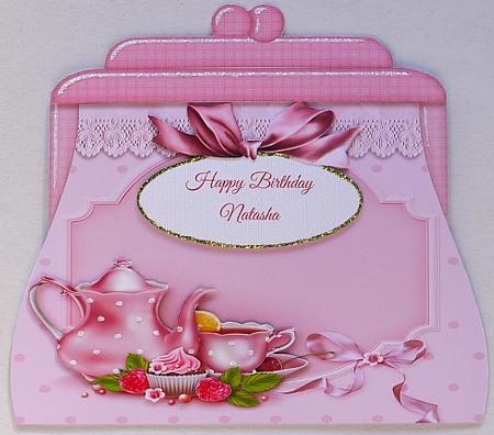 Handbag Shape Card Pink Tea by Selina Dittmann