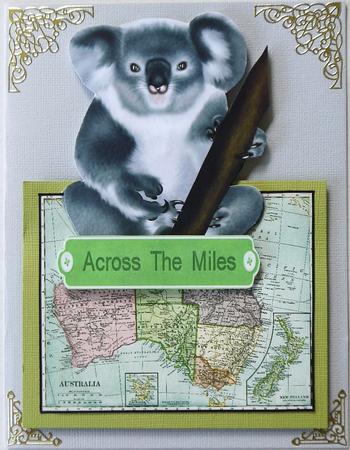 Australia Map with Koala Bear Over the Edge Card by Selina Dittmann