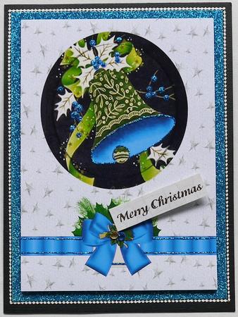 Vintage Bells in Blue with Holly & Bow A4 by Selina Dittmann