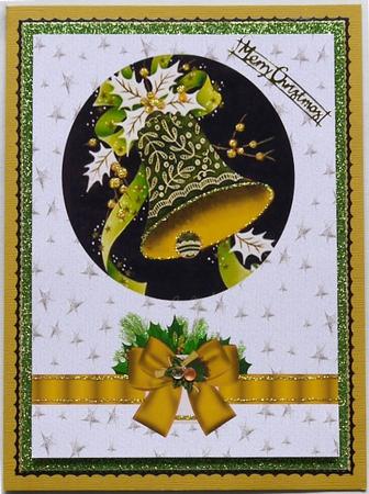 Vintage Bells in Gold with Holly & Bow A4 by Selina Dittmann